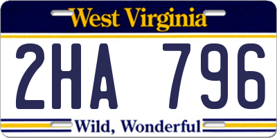 WV license plate 2HA796