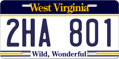 WV license plate 2HA801