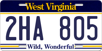WV license plate 2HA805