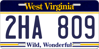 WV license plate 2HA809