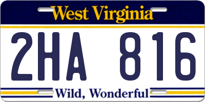 WV license plate 2HA816