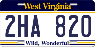 WV license plate 2HA820