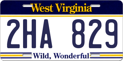 WV license plate 2HA829