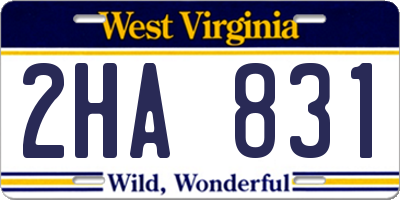 WV license plate 2HA831