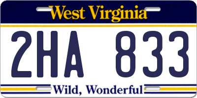 WV license plate 2HA833