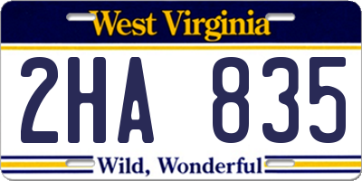 WV license plate 2HA835
