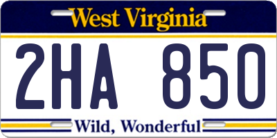 WV license plate 2HA850