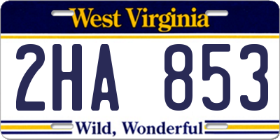WV license plate 2HA853