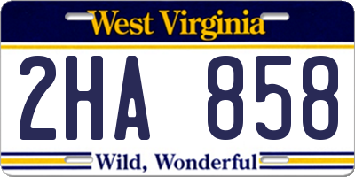 WV license plate 2HA858