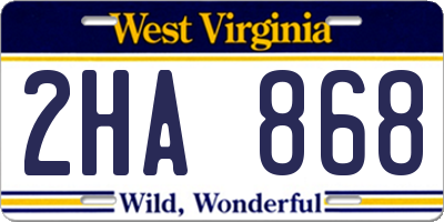 WV license plate 2HA868