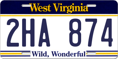WV license plate 2HA874