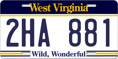 WV license plate 2HA881