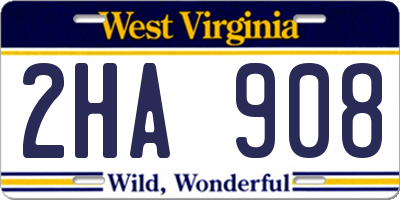 WV license plate 2HA908