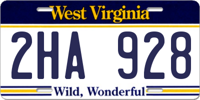 WV license plate 2HA928