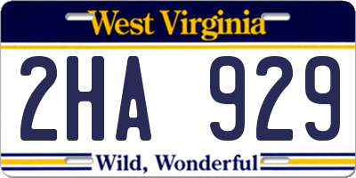 WV license plate 2HA929