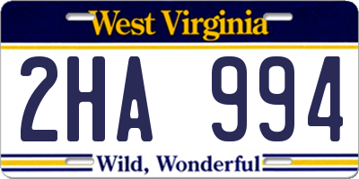 WV license plate 2HA994