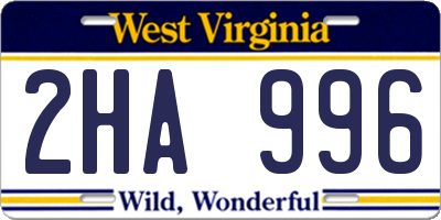 WV license plate 2HA996