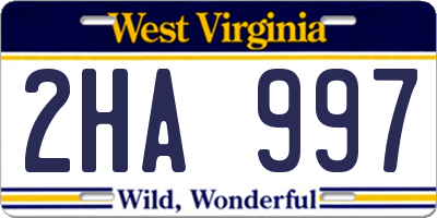 WV license plate 2HA997