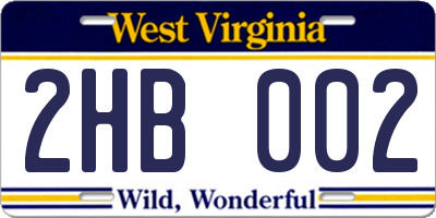 WV license plate 2HB002