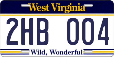 WV license plate 2HB004