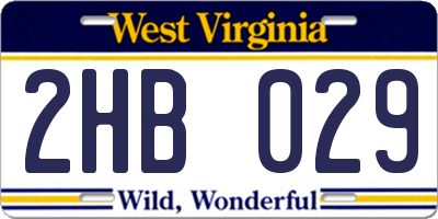 WV license plate 2HB029