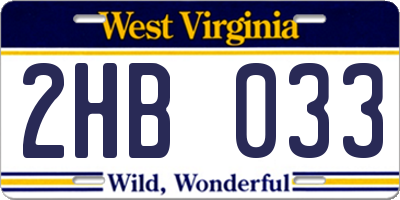 WV license plate 2HB033