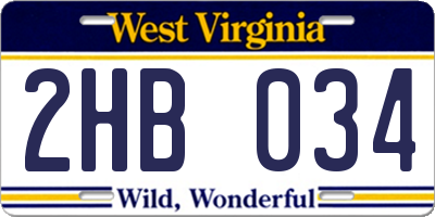 WV license plate 2HB034