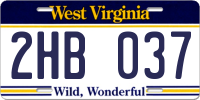 WV license plate 2HB037