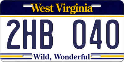 WV license plate 2HB040