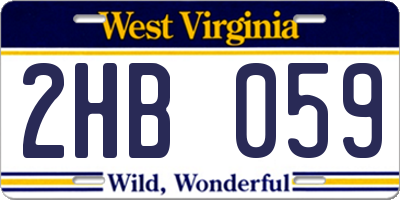 WV license plate 2HB059