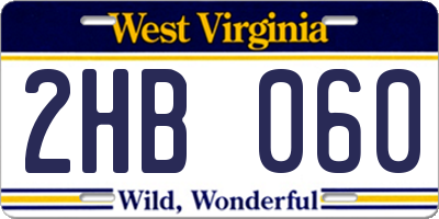 WV license plate 2HB060