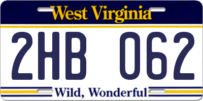 WV license plate 2HB062