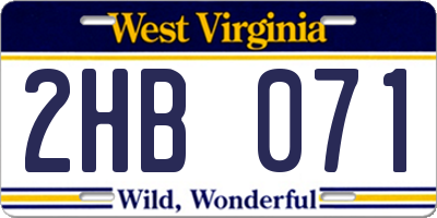 WV license plate 2HB071