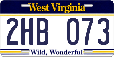 WV license plate 2HB073