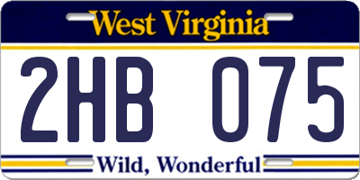 WV license plate 2HB075