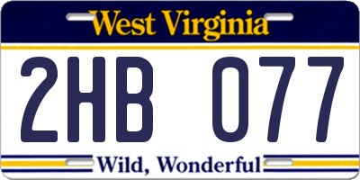 WV license plate 2HB077