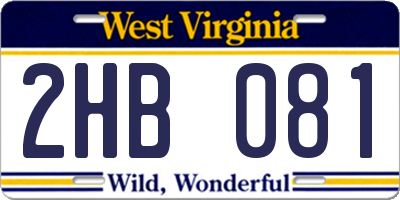 WV license plate 2HB081