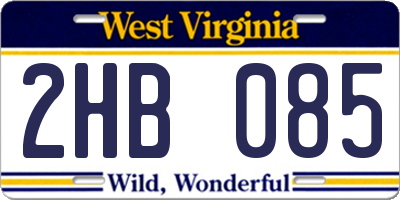 WV license plate 2HB085