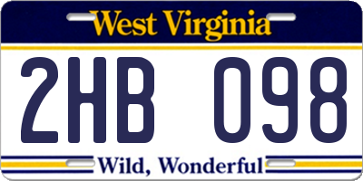 WV license plate 2HB098