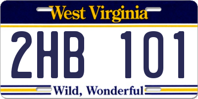 WV license plate 2HB101