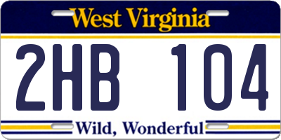 WV license plate 2HB104