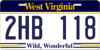 WV license plate 2HB118