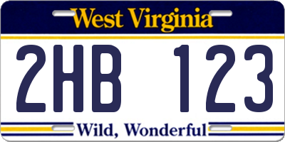 WV license plate 2HB123