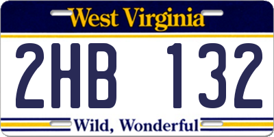 WV license plate 2HB132