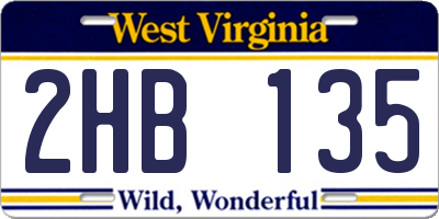 WV license plate 2HB135