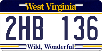 WV license plate 2HB136