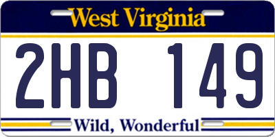 WV license plate 2HB149