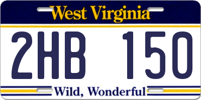 WV license plate 2HB150