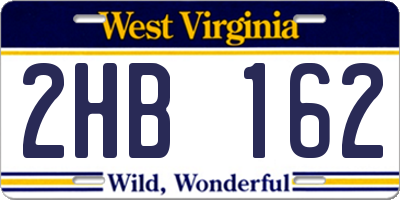 WV license plate 2HB162