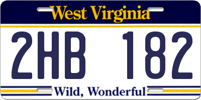 WV license plate 2HB182